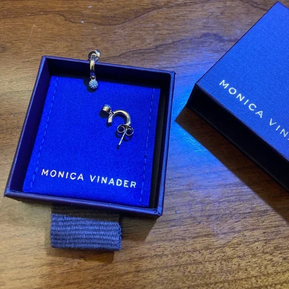 Monica Vinader 18k rose gold vermeil and diamond earrings - Picture 4 of 4